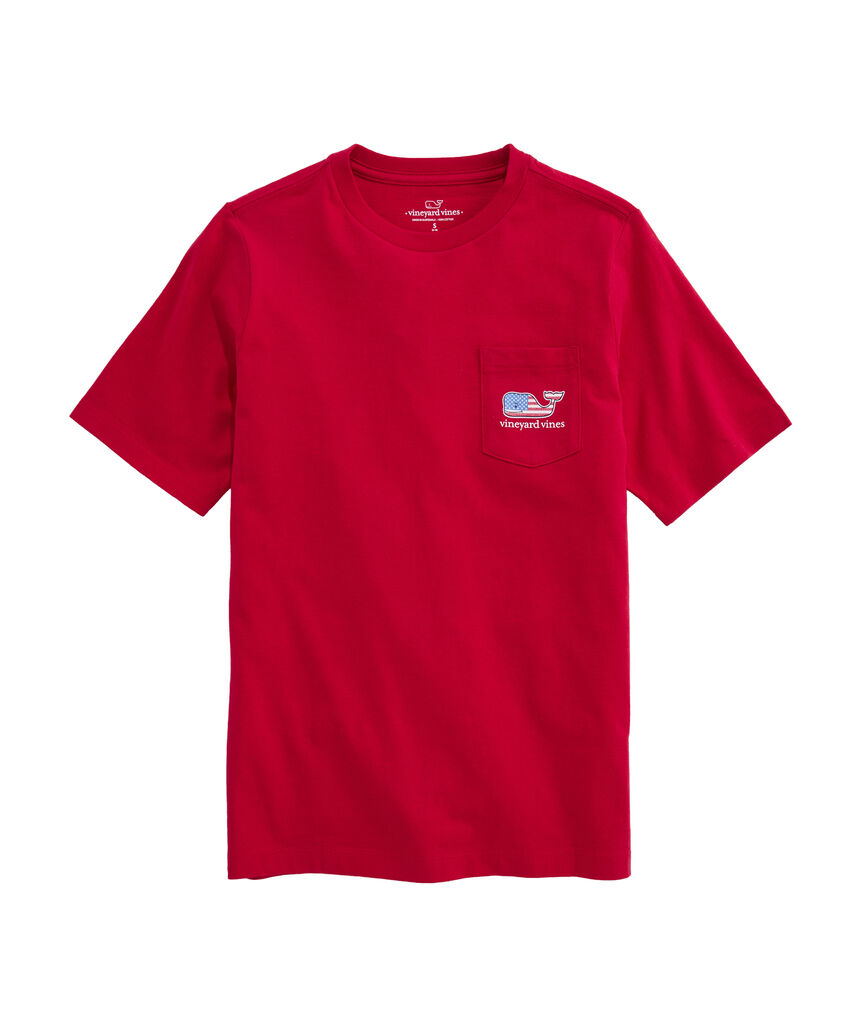 OUTLET Girls' Glitter Flag Short-Sleeve Pocket Tee