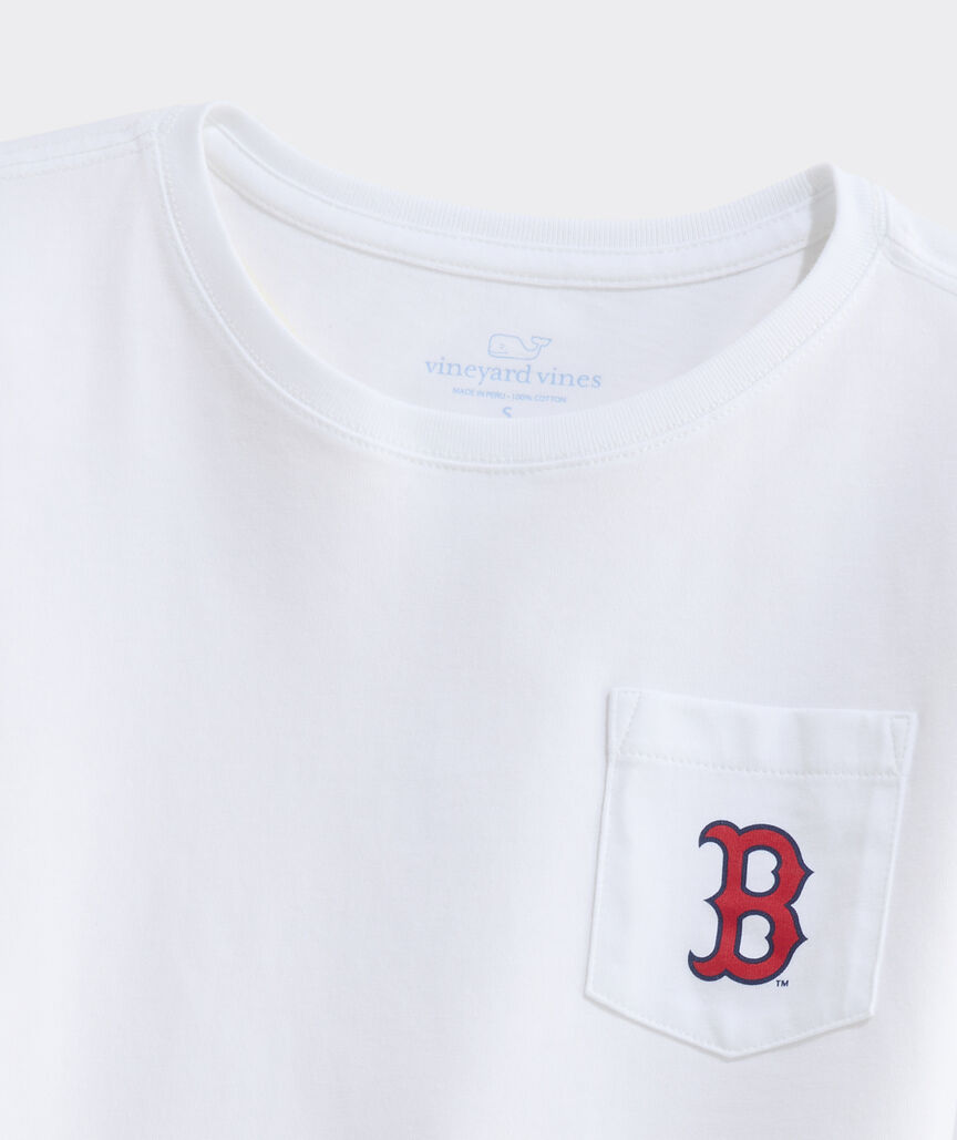 Girl's Boston Red Sox Long-Sleeve Sticker Whale Fill Pocket T-Shirt