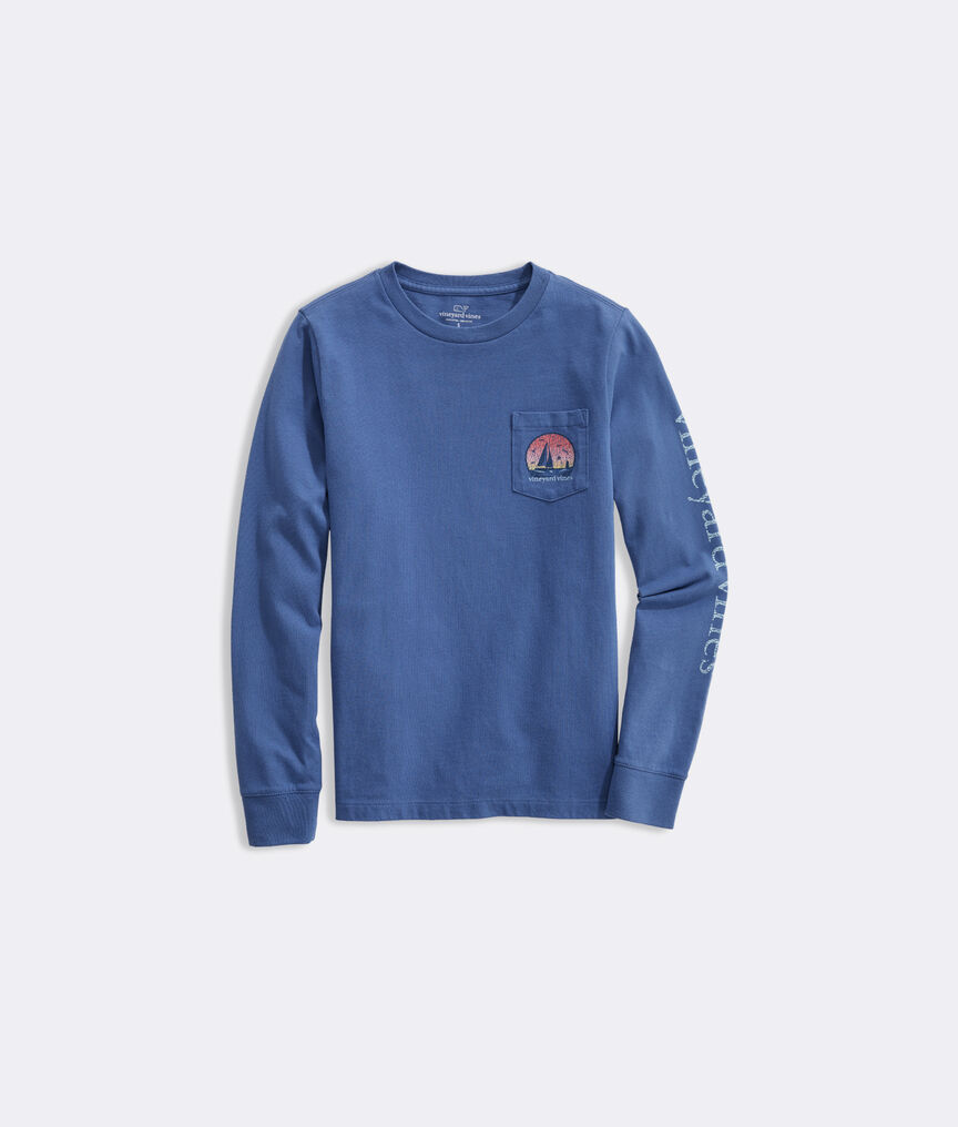 Boys' Sunset Lighthouse Scene Long-Sleeve Pocket Tee