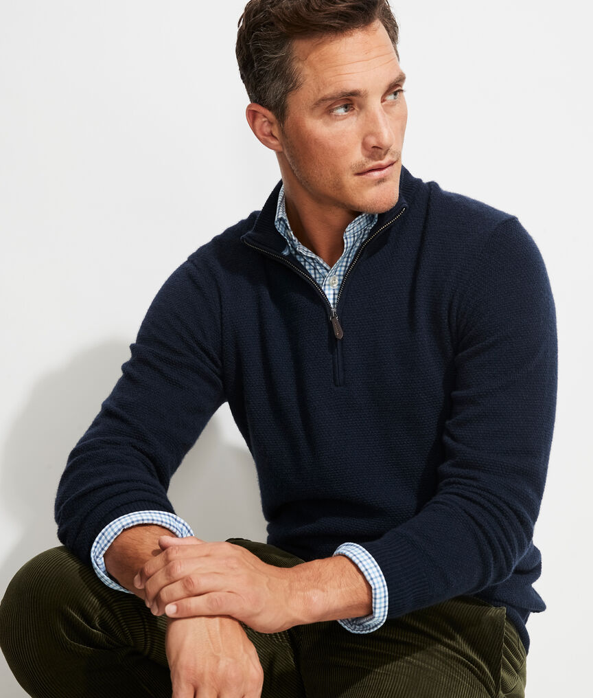 Shop Yachtsman's 1/4Zip Cashmere Sweater at vineyard vines