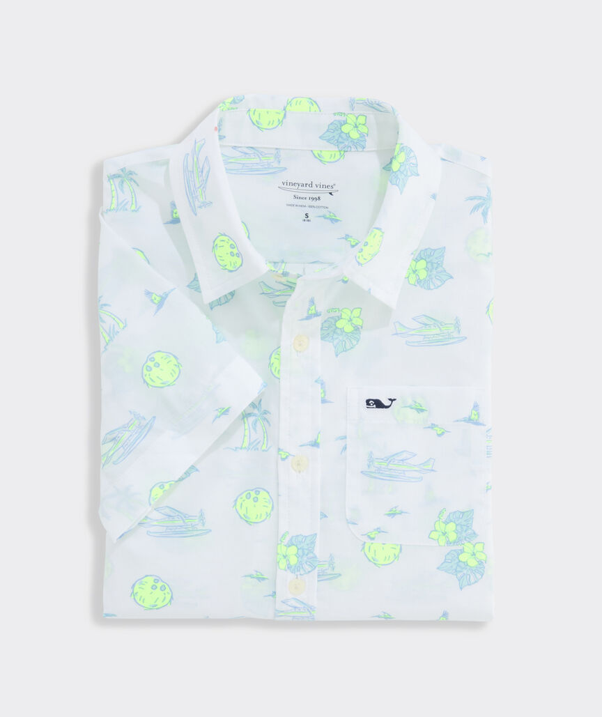 Boys' Printed Cotton Short-Sleeve Shirt
