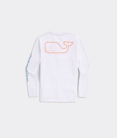 Vineyard Vines Boys' Whale Logo Long-Sleeve Harbor Performance T-Shirt (White) (Size: 2T)