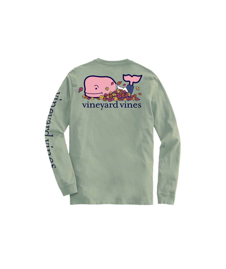 OUTLET Boys' Leaf Pile Whale Long-Sleeve Pocket Tee