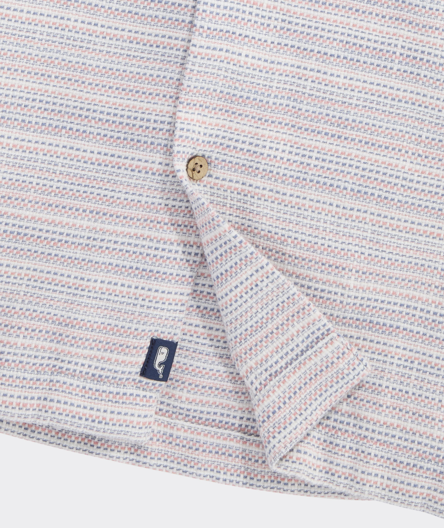 Coral Stripe Textured Cotton Short-Sleeve Cabana Shirt