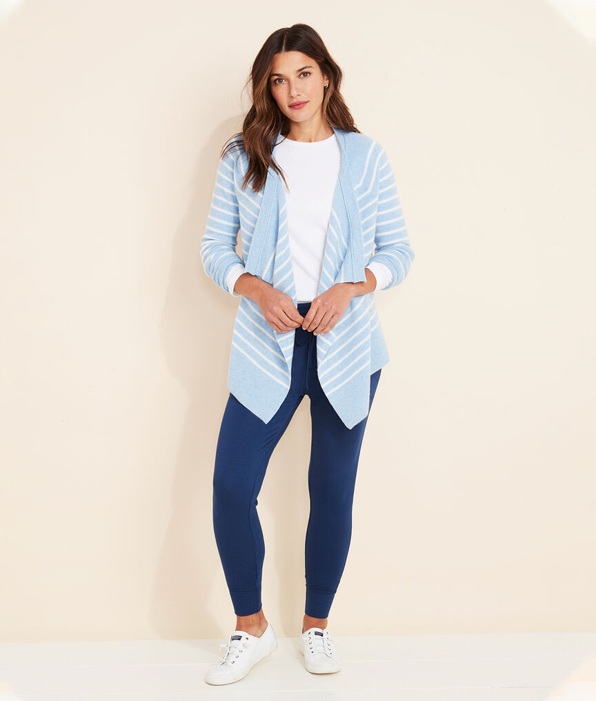 Lofty Cashmere Striped Open-Front Cardigan