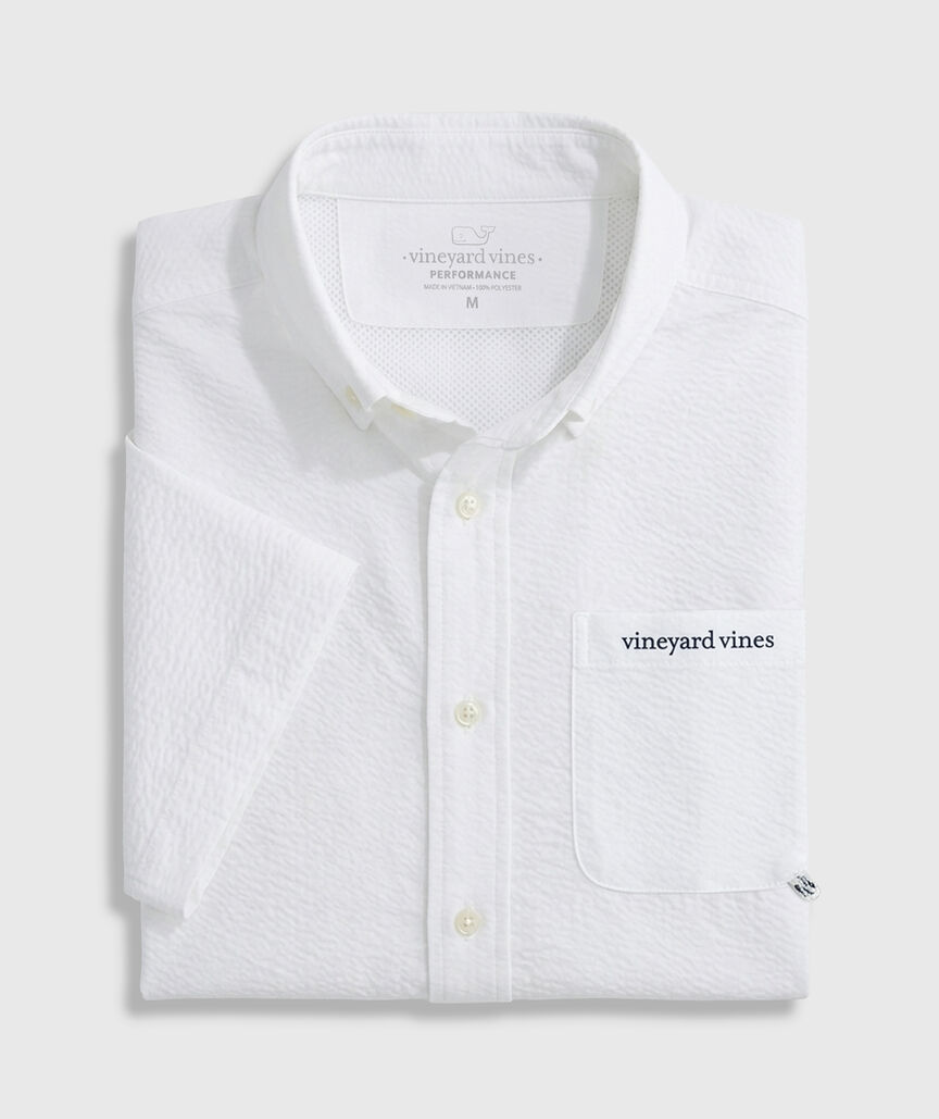 OUTLET Performance Seersucker Short-Sleeve Fishing Shirt