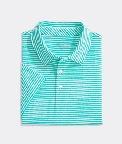 Vineyard Vines Men's Custom Heathered Winstead Stripe Sankaty Polo Shirt (Heathered Antigua) (Size: XXL)