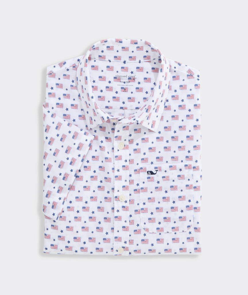 Boys' Printed Cotton Short-Sleeve Shirt