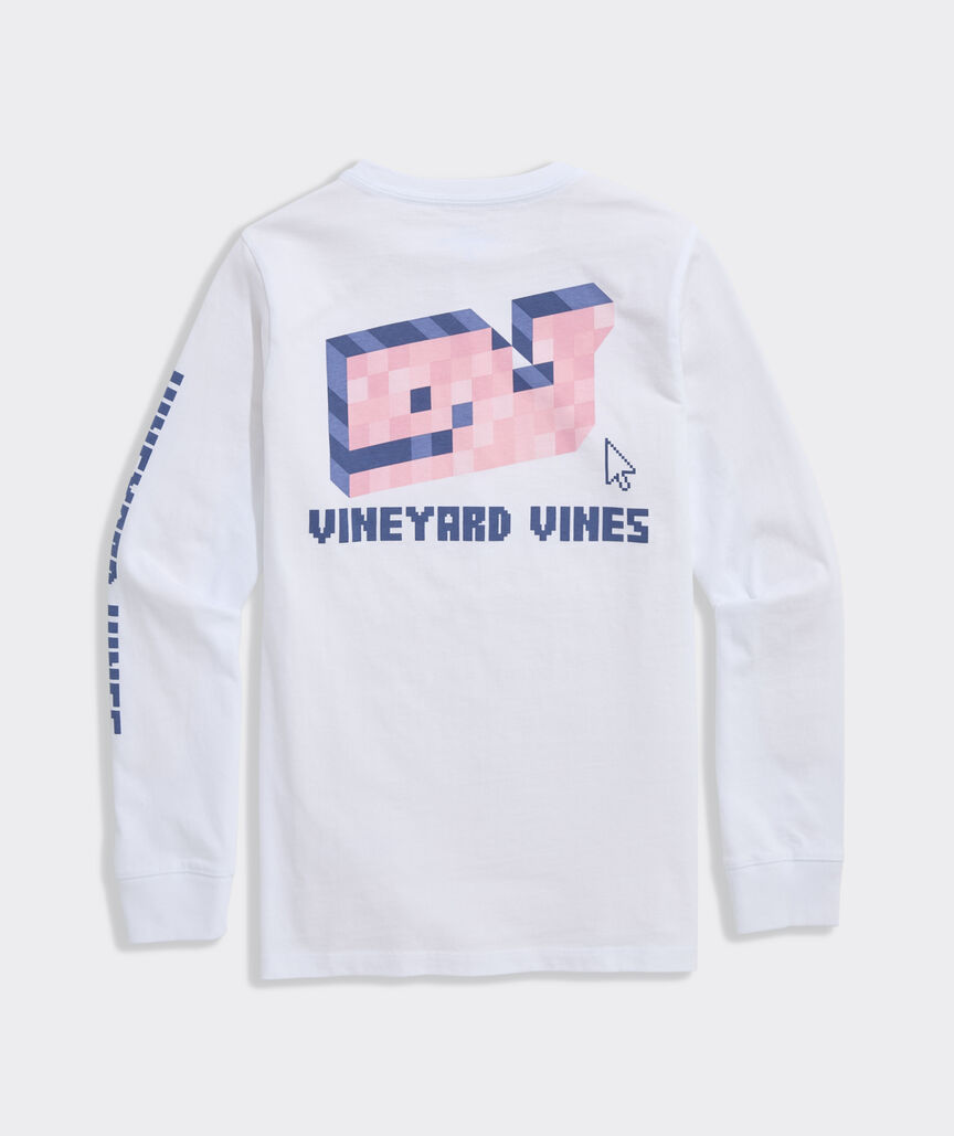 Boys' Pixel Whale Long-Sleeve Pocket Tee