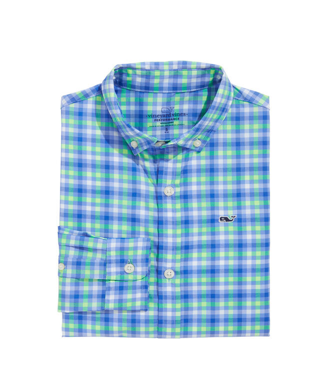 Shop OUTLET Boys' Check Performance Whale Shirt at vineyard vines