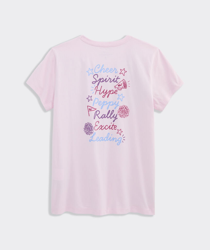 Girls' Stacked Cheer Text Short-Sleeve Pocket Tee