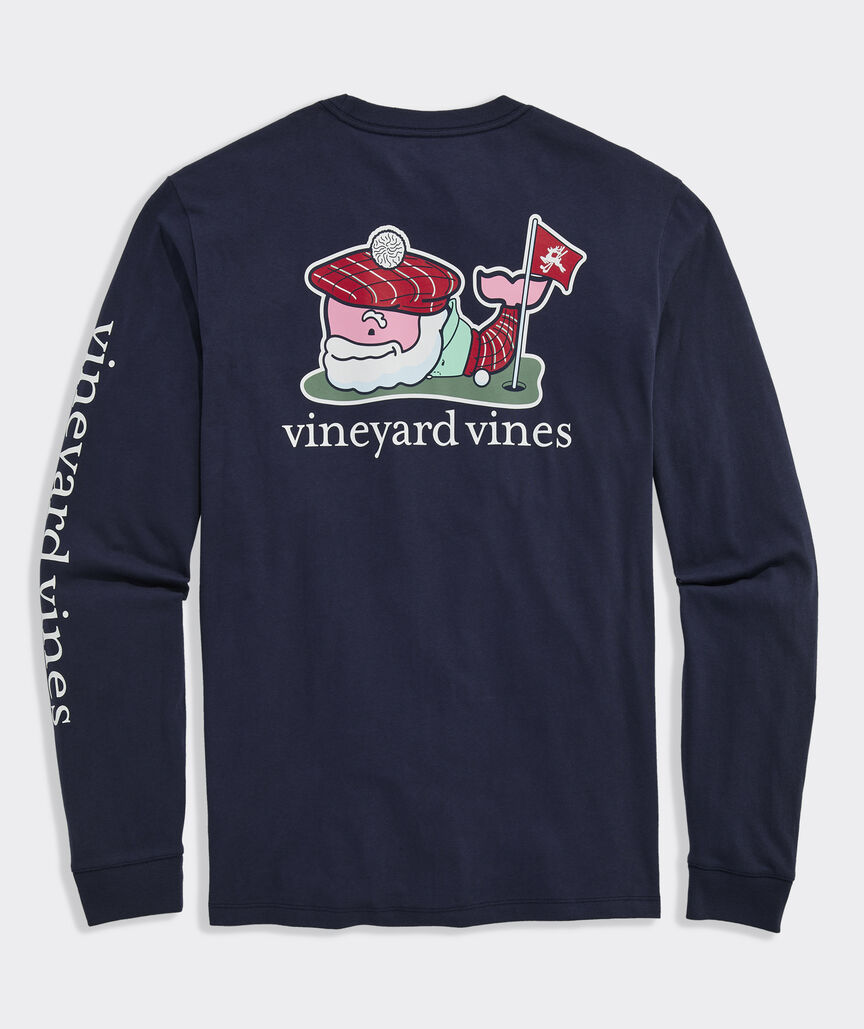 Golfer Santa Whale Long-Sleeve Pocket Tee