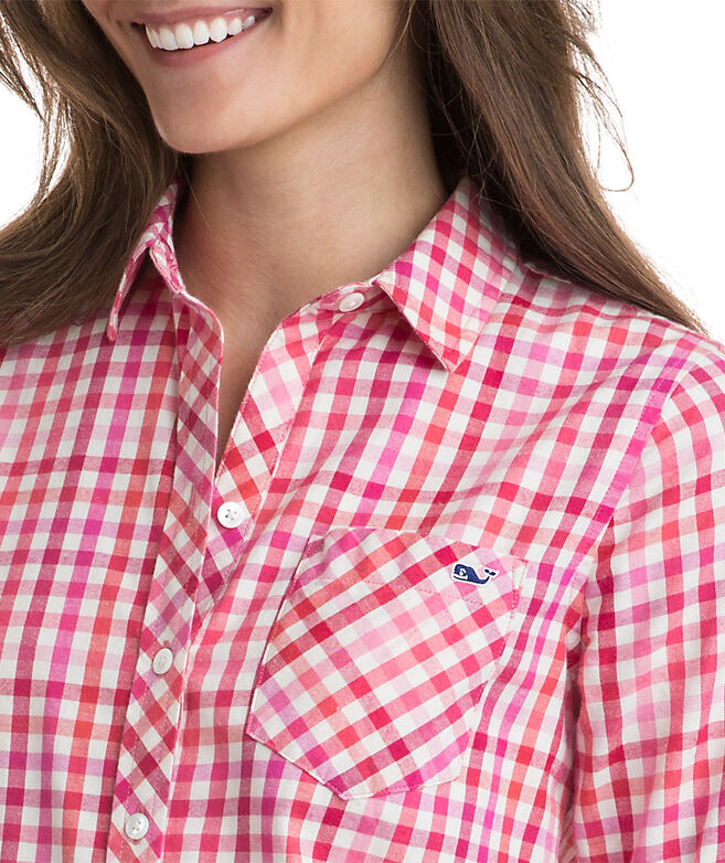 Cotton Cashmere Candy Cane Gingham Button Down - 