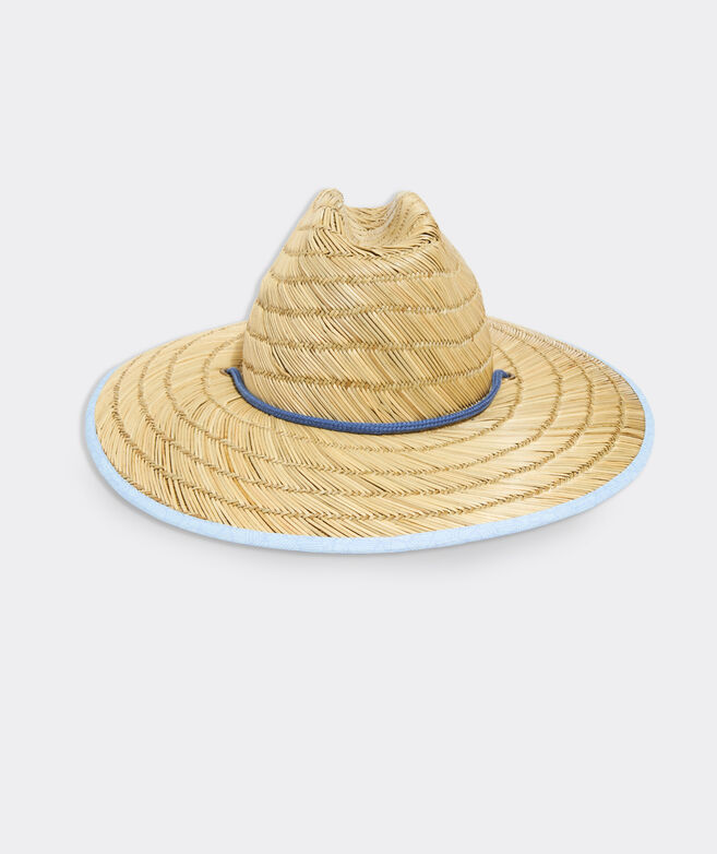 Palm Lines Whale Dot Straw Lifeguard Hat