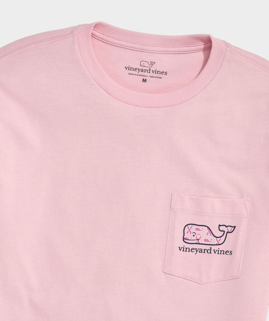 Men's Breast Cancer Awareness Ribbon Whale Long-Sleeve Pocket Tee
