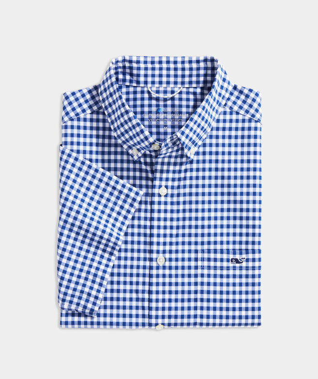 On-The-Go Nylon Short-Sleeve Gingham Shirt