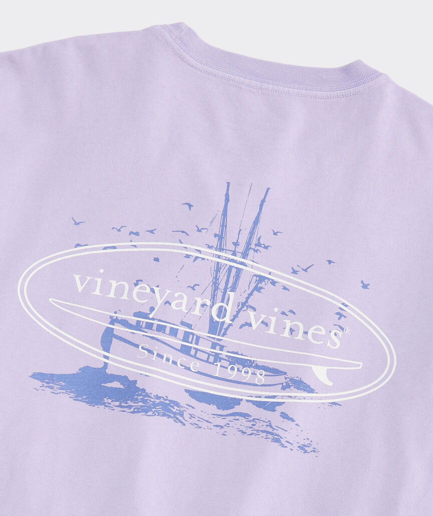 Fishing Boat Surf Icon Short-Sleeve Pocket Tee