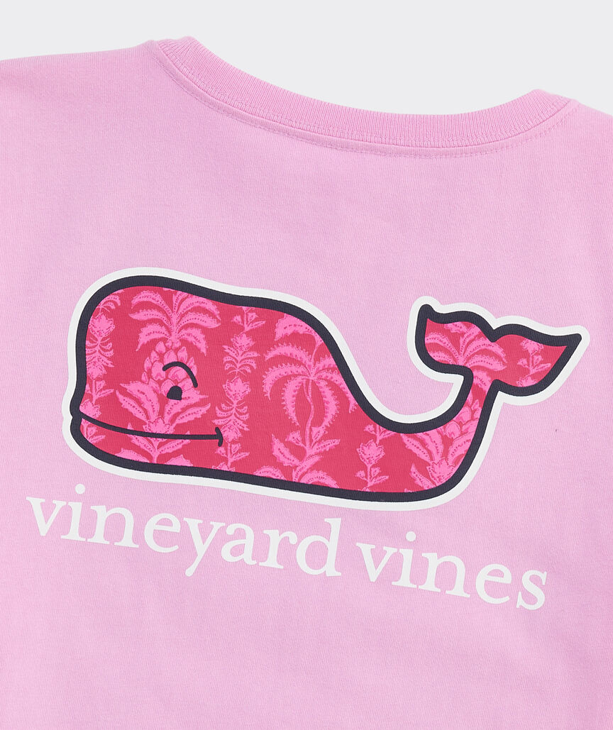 Girls' Pineapple Palm Stripe Whale Short-Sleeve Pocket Tee