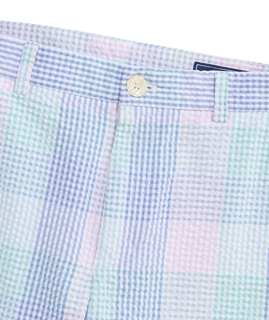 OUTLET 7 Inch Seersucker Plaid Breaker Shorts