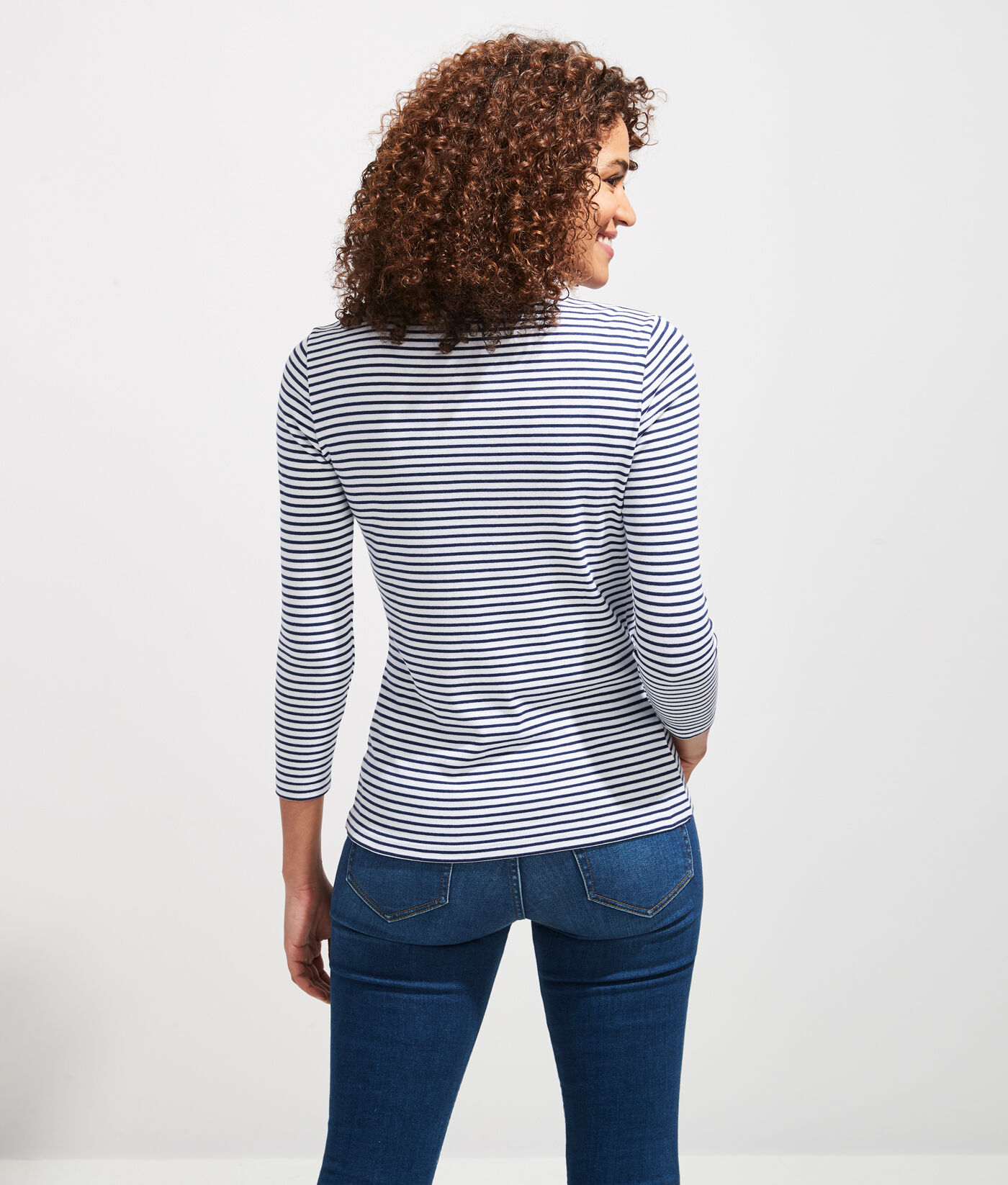 Striped Simple Crewneck Long-Sleeve Tee 
