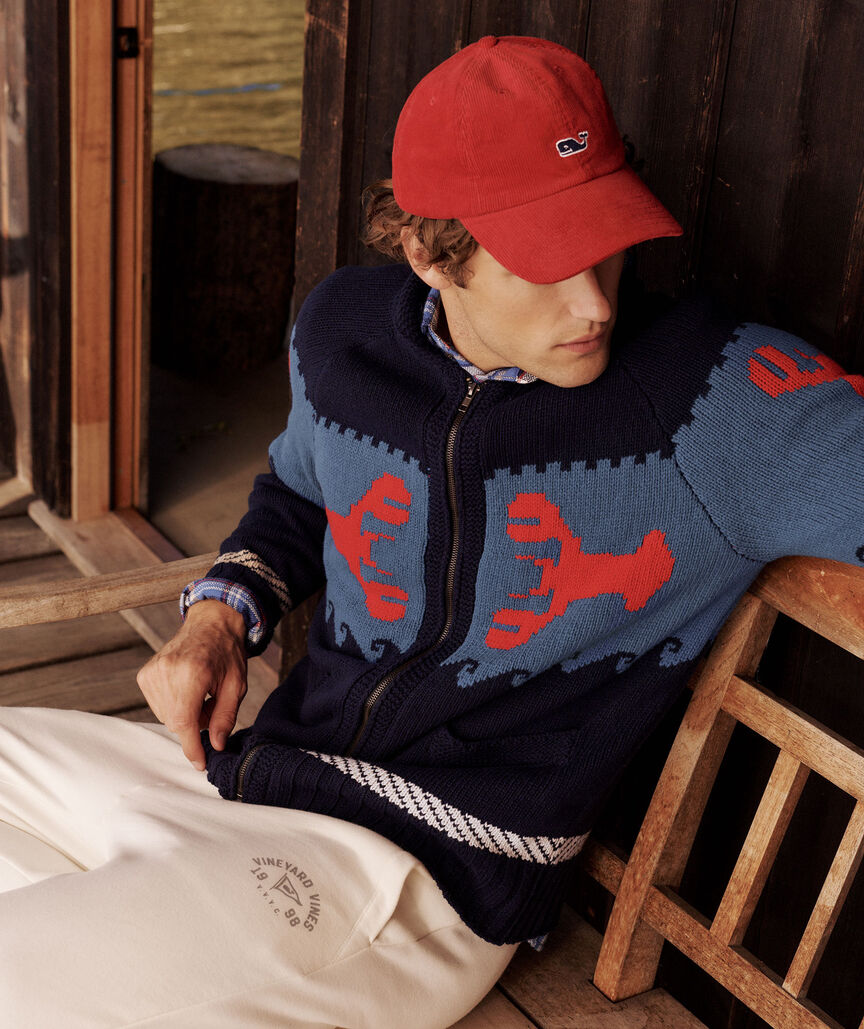 Lobster Shawl Full-Zip Cardigan