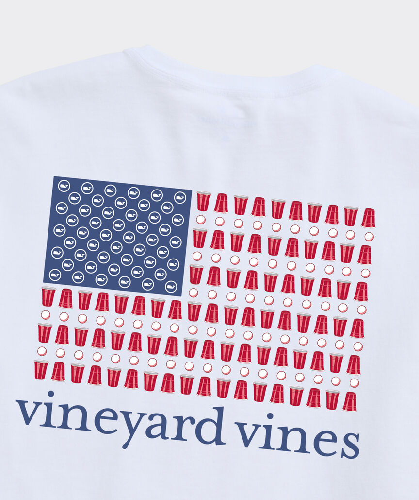 Beer Pong Flag Short-Sleeve Pocket Tee