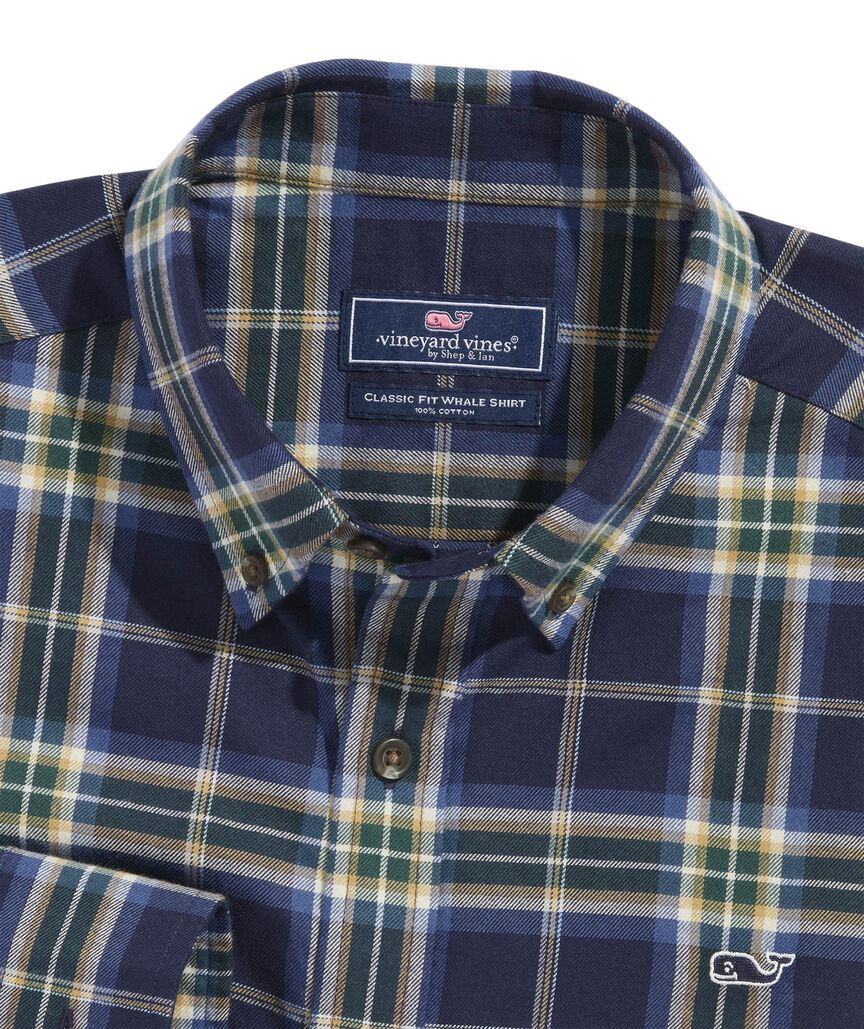 OUTLET Classic Fit Plaid Flannel Whale Shirt