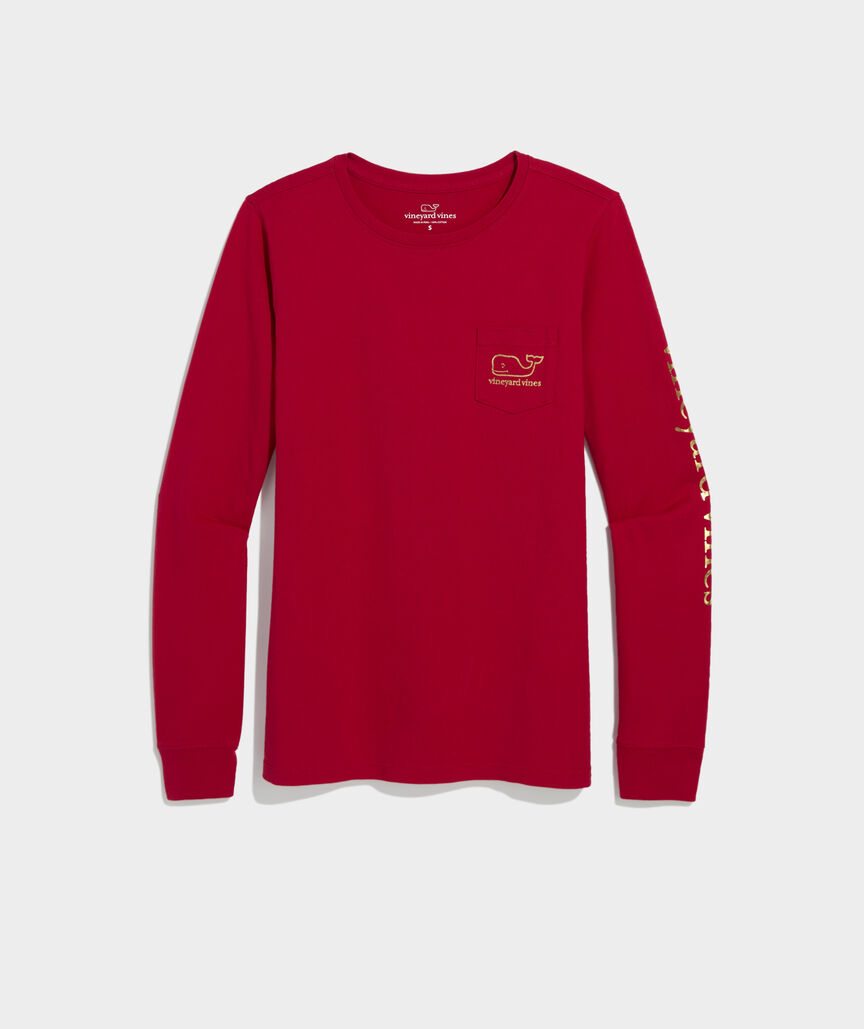 Women's Foil Vintage Whale Long-Sleeve Pocket Tee