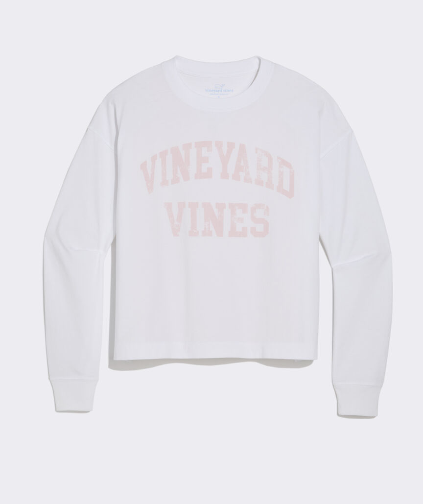 Women's Varsity Text Long-Sleeve Boxy Tee