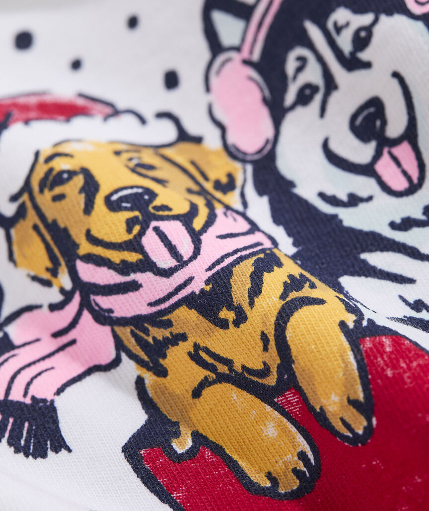 Girls' Santa Sleigh Pups Long-Sleeve Pocket Tee