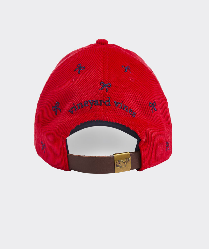 Corduroy Embroidered Bow Baseball Hat