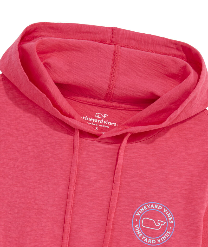 OUTLET Slub Whale Dot Curved Hem Long-Sleeve Hoodie Tee