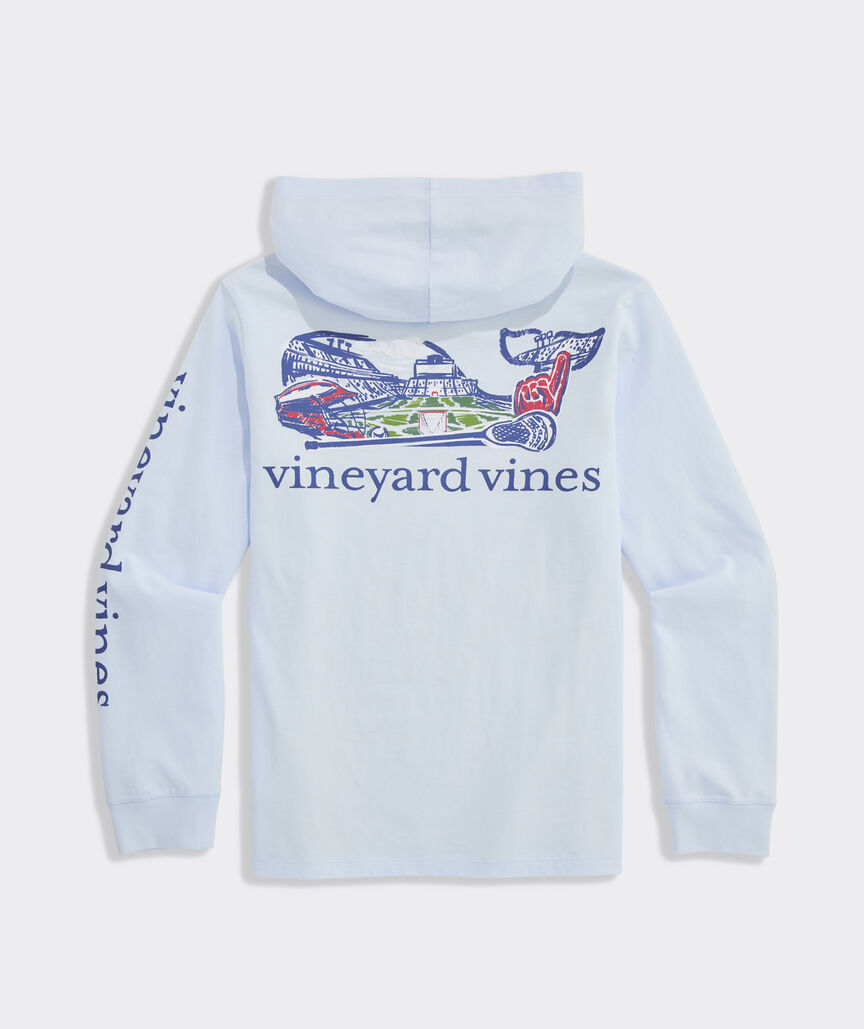 Boys' Lacrosse Field Whale Cotton Hoodie Tee