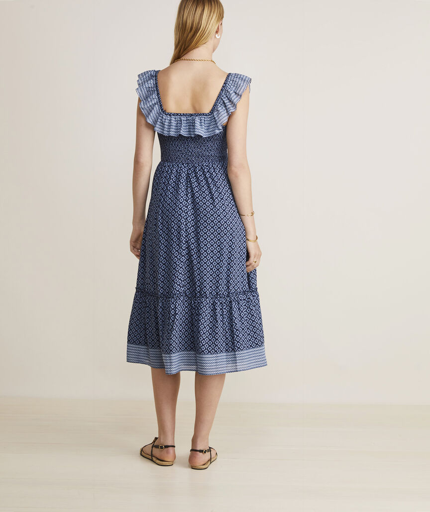 Dex Vintage Garden Smocked Midi Dress