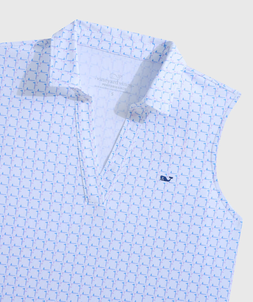 OUTLET Women's Sleeveless Printed Performance Popover Polo