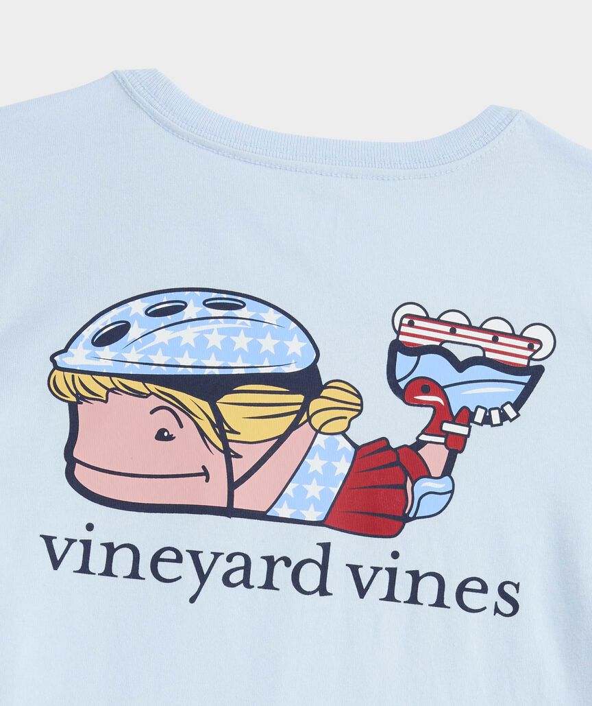 Girls' USA Rollerblading Whale Short-Sleeve Pocket Tee