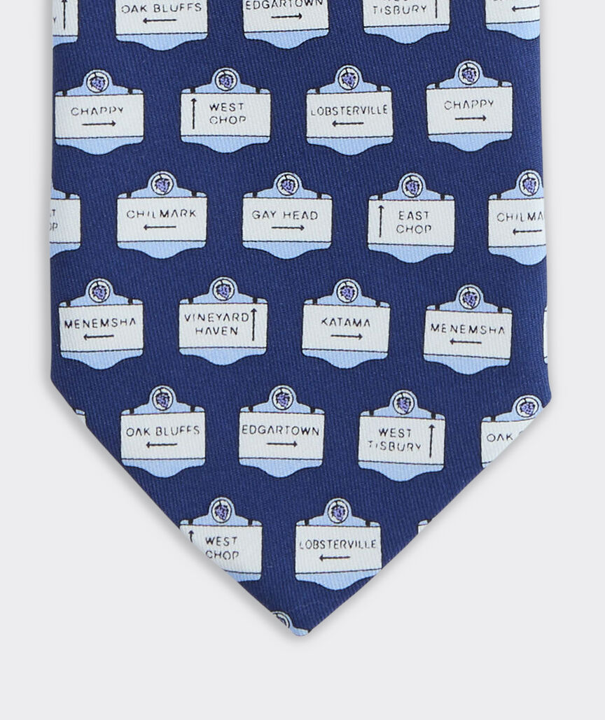 OUTLET Island Signs Silk Tie