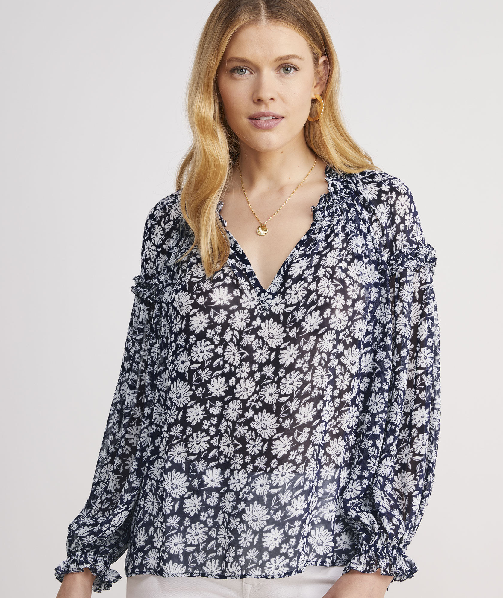 Ivy League Floral Ruffle Popover