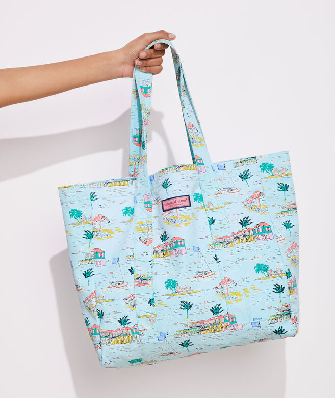 BVI Printed Washed Canvas Beach Tote