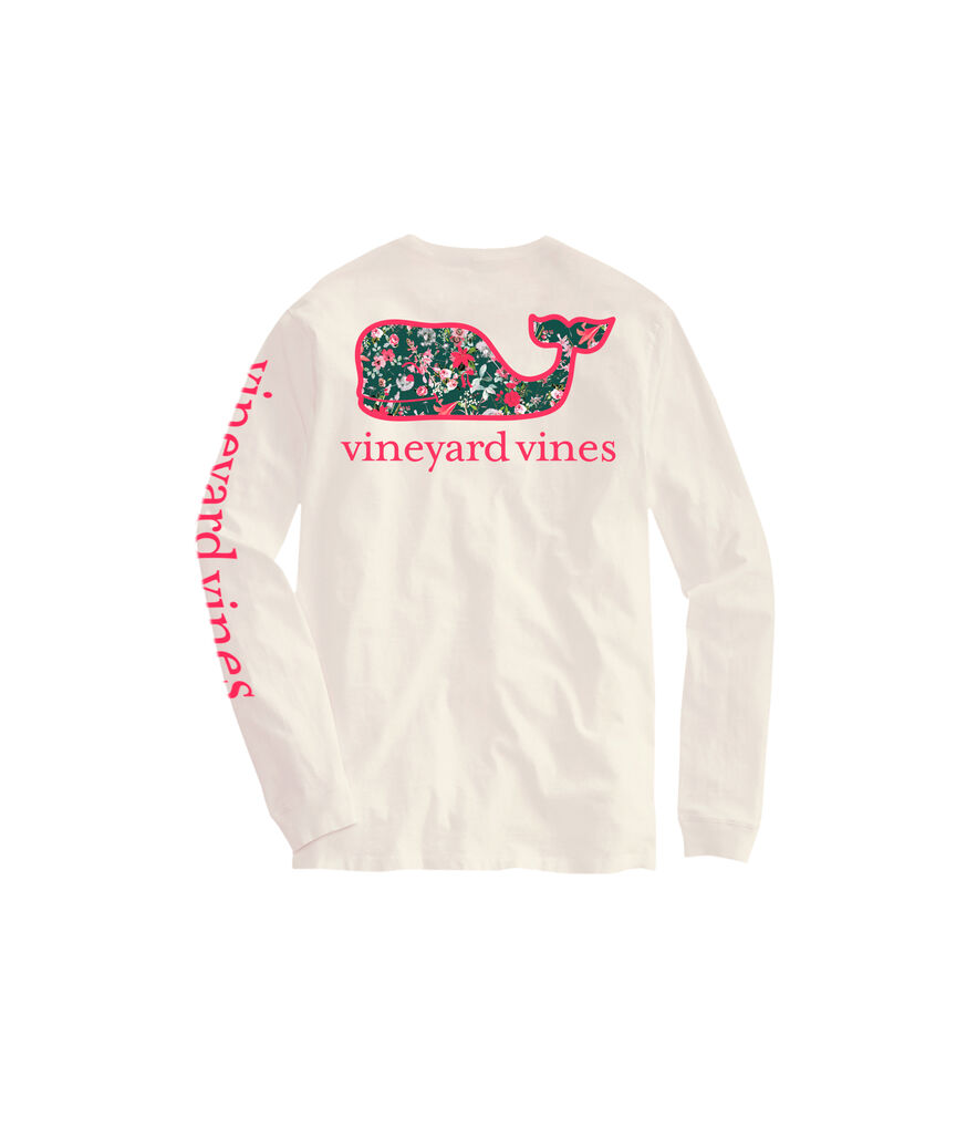 OUTLET Girls' Glitter Floral Whale Long-Sleeve Pocket Tee