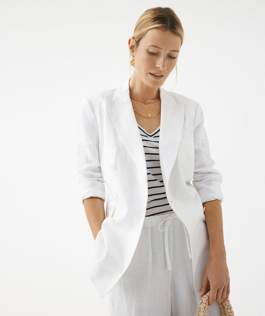 Double-Breasted Linen Jacket