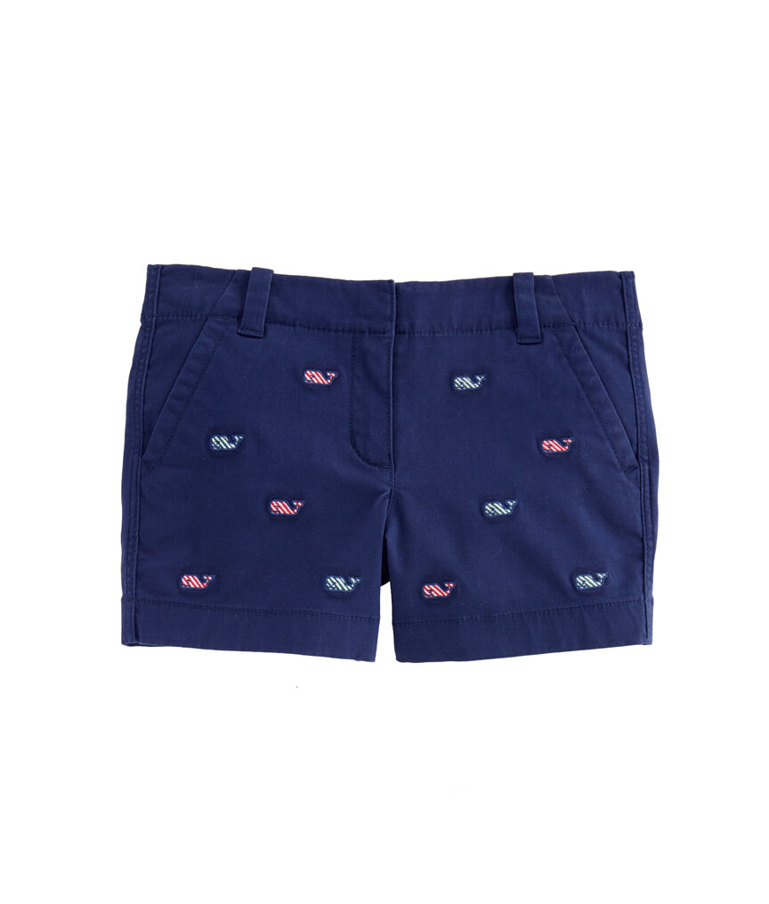 Girls Candy Cane Whale Embroidered Everyday Shorts