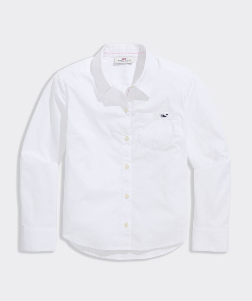 Girls' Poplin Button-Down