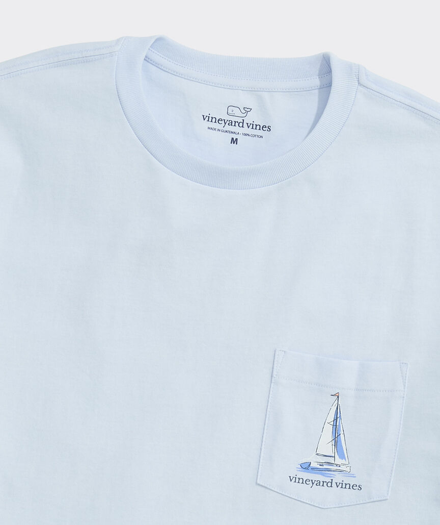 Sunset Regatta Scene Short-Sleeve Pocket Tee