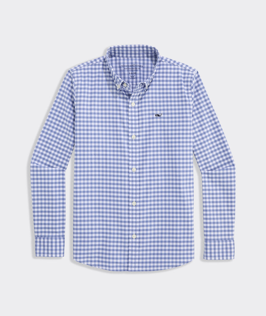 Boys' Performance Cotton Skysail Gingham Shirt