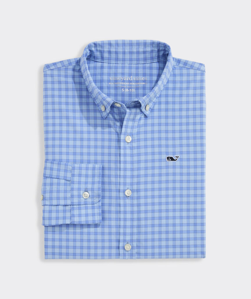 Boys' Lemon Shark Gingham Featherweight Performance Shirt