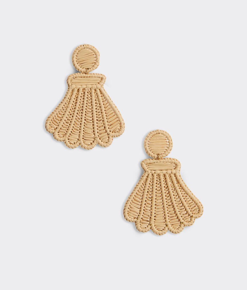 Raffia Scallop Shell Earrings