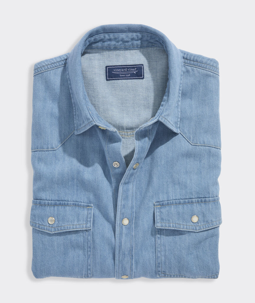 Cotton-Linen Denim Western Shirt