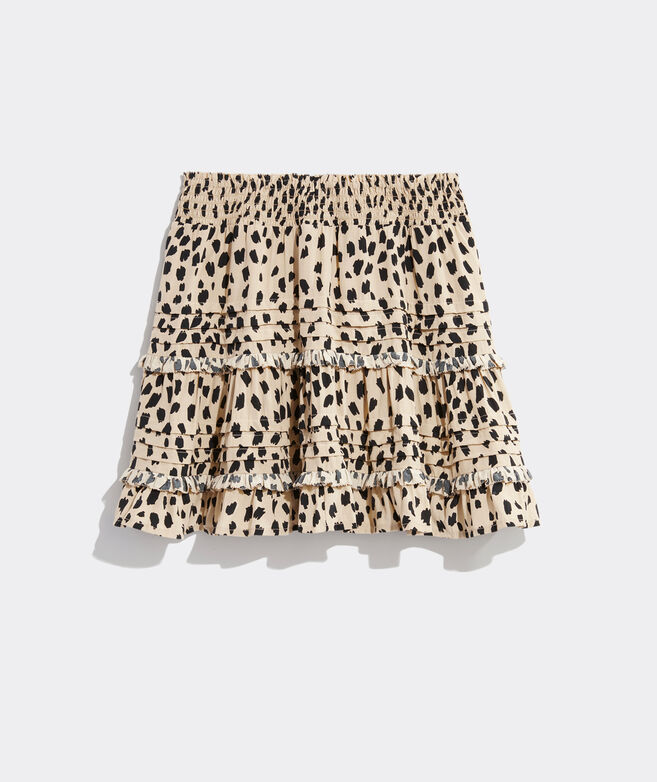 Leopard Ruffle Smocked Tiered Skirt