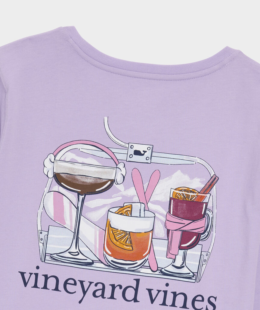 Women's Ski Lift Cocktails Long-Sleeve Pocket Tee